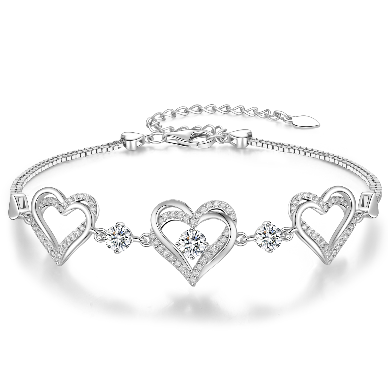 Forever Love Heart Charm Link Bracelet for Women, Birthstone Bracelet Mother's Day Gift Anniversary Christmas Birthday Jewelry Gifts for Women Wife Her Girlfriend