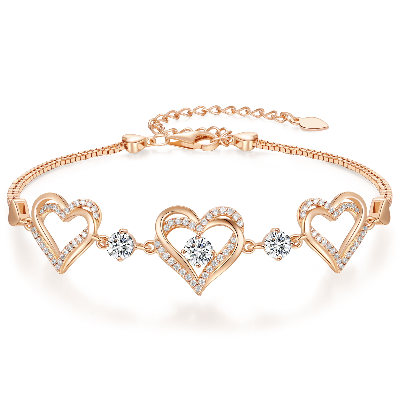 Forever Love Heart Charm Link Bracelet for Women, Birthstone Bracelet Mother's Day Gift Anniversary Christmas Birthday Jewelry Gifts for Women Wife Her Girlfriend