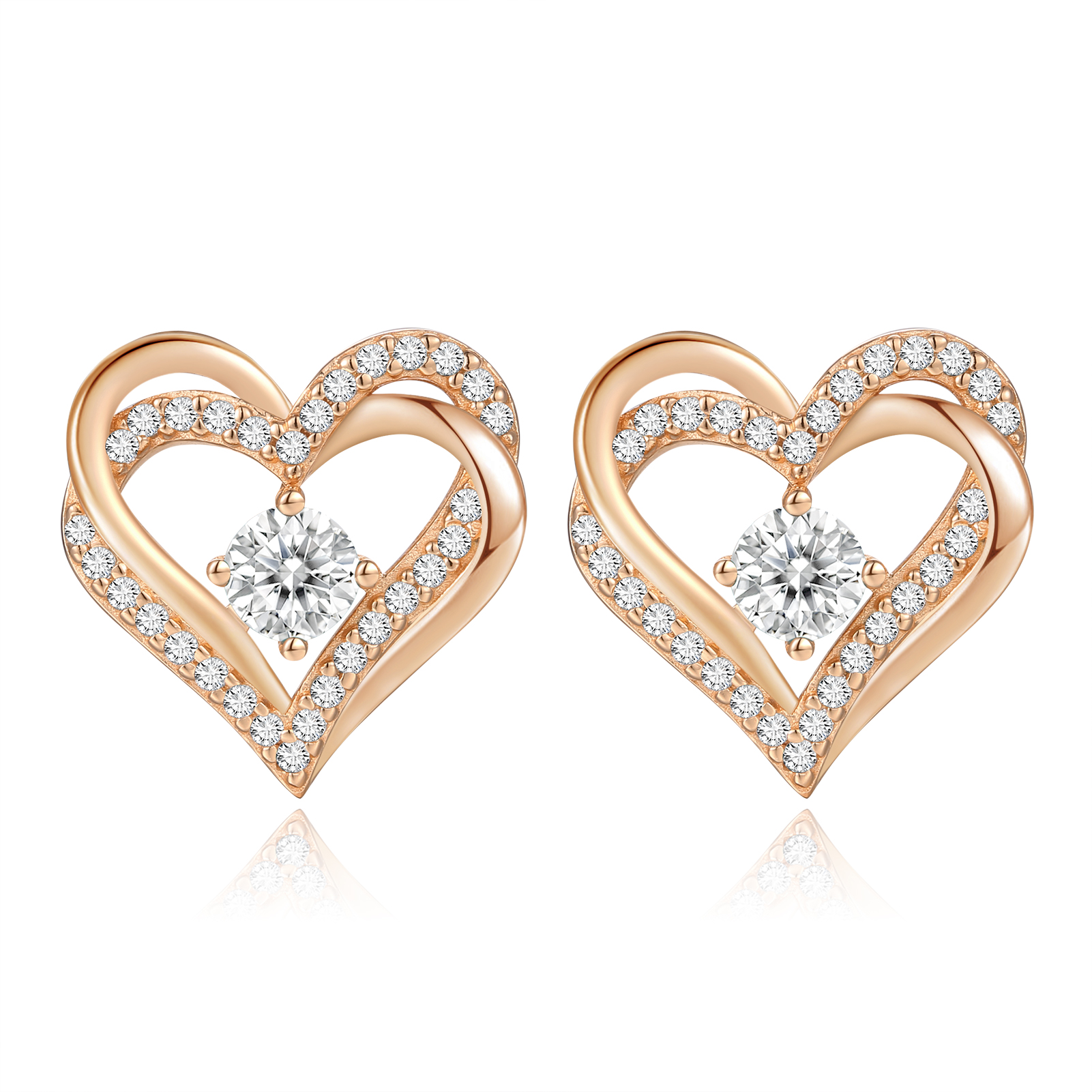 Forever Love Heart Stud Earrings for Women,  Birthstone Heart Stud Earrings Mother's Day Gift Anniversary Birthday Jewelry Gifts for Women Wife Her