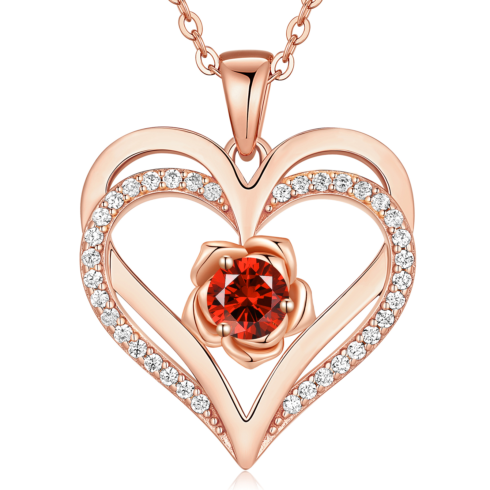 CDE Necklaces for Women, 925 Silver Rose Gold Birthstone Jewelry for Girlfriend Mom Her