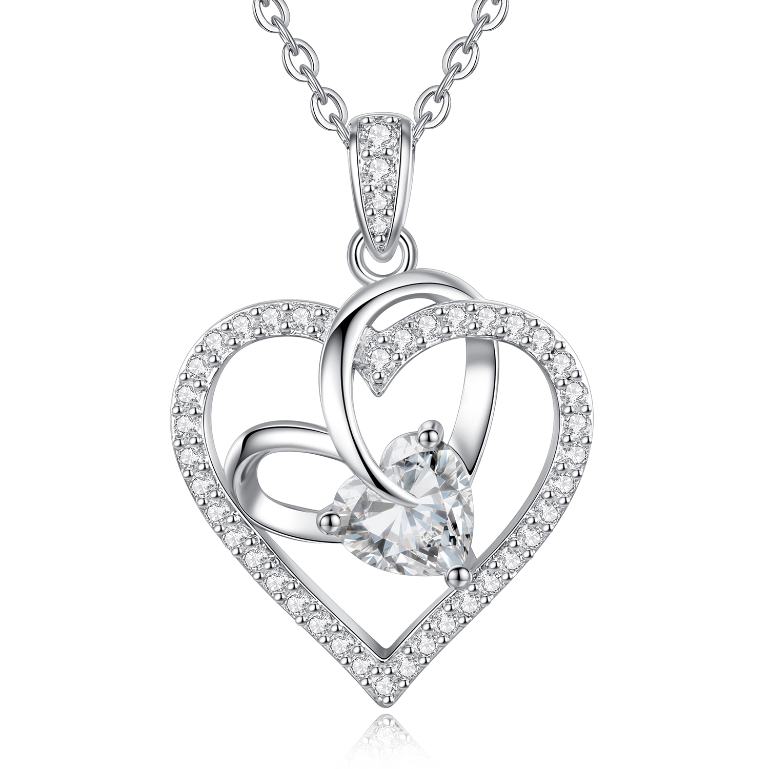 CDE Necklaces for Women Copper Birthstone Heart Pendant Plated White Gold Birthstone Jewellery Gifts for Women Her Wife Anniversary Birthday Mothers Day Christmas