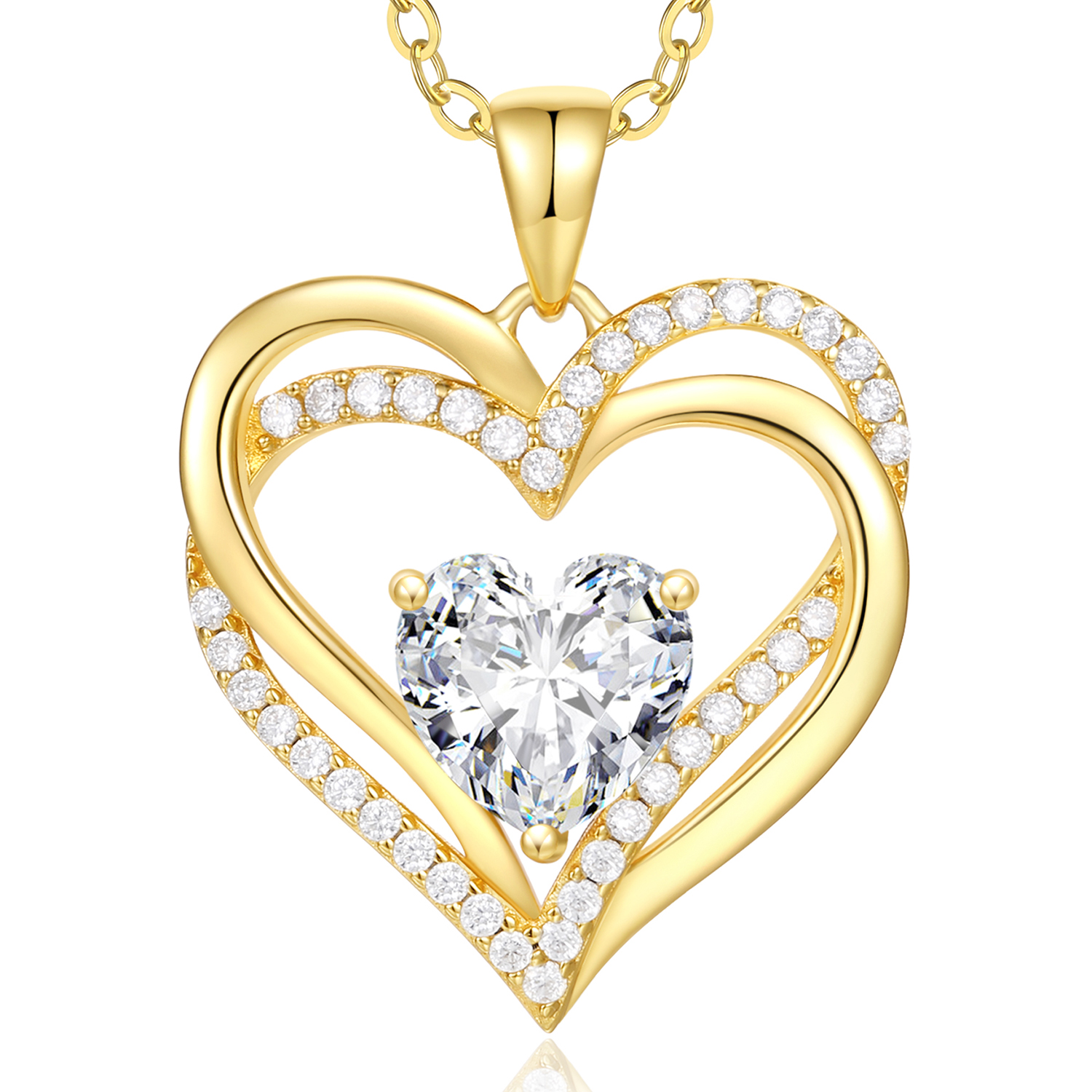 Women's Heart Necklace, 925 Sterling Silver, Birthstone, Jewellery, Heart Pendant, Christmas, Valentine's or Mother's Day Gift, Wedding Anniversary, Wife, Girlfriend or Mum