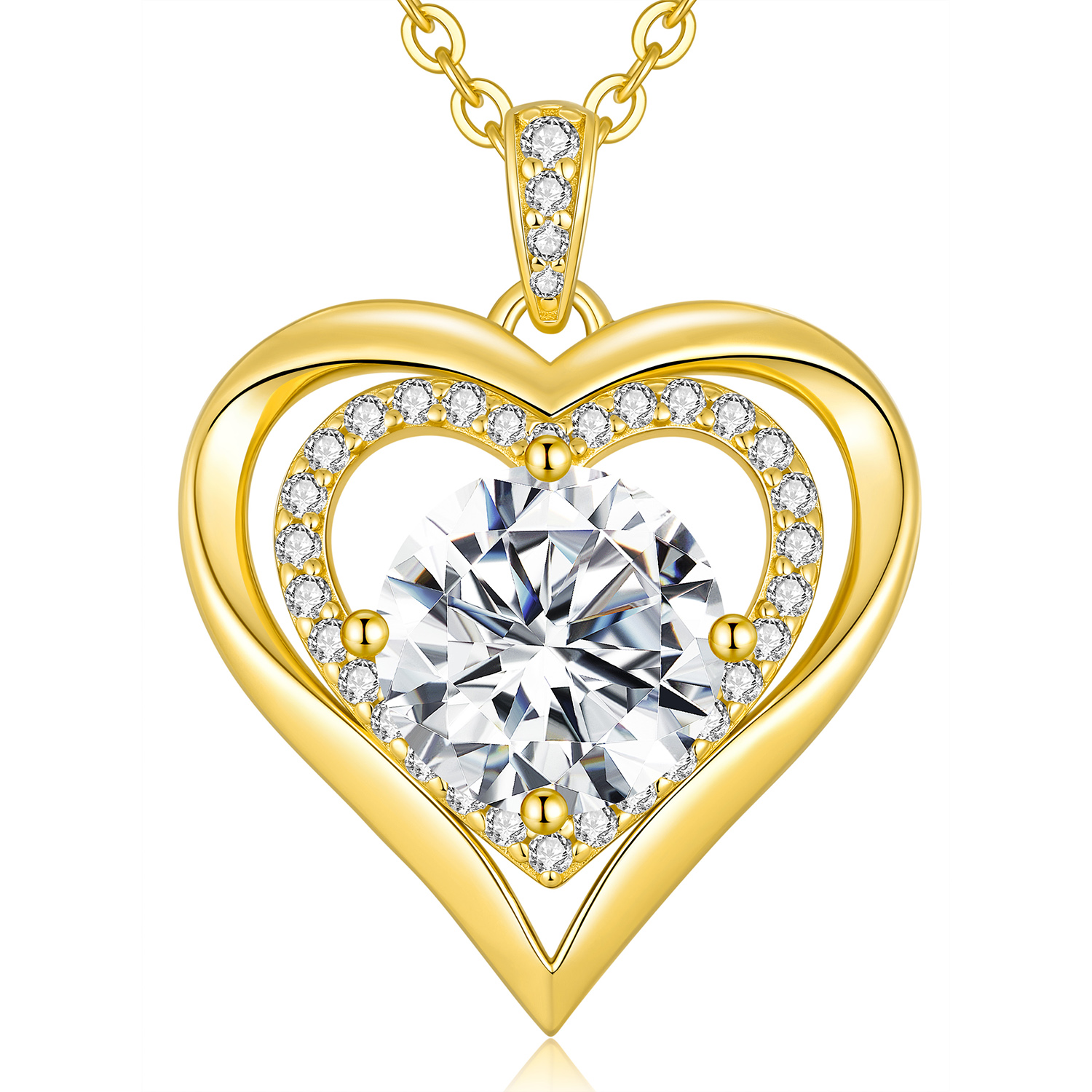 CDE Women's Necklace 925 Silver Chain Women's Moissanite Heart Pendant Diamonds Jewellery Heart Necklace Gift for Women Christmas Valentine's Day Mother's Day