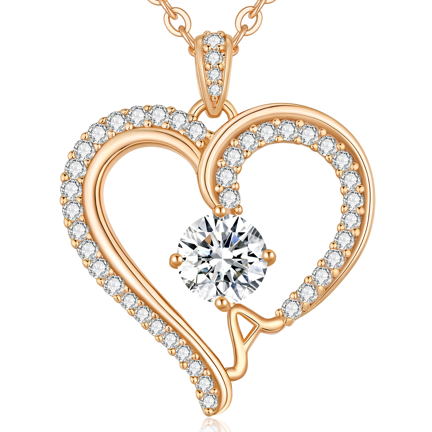 Necklace Women's Copper Heart White Gold Necklace Women's Pendant Letter Chain for Women A-Z Personalised Chain Gift for Women with Pendant Jewellery Birthday Christmas Valentine's Day Mother's Day