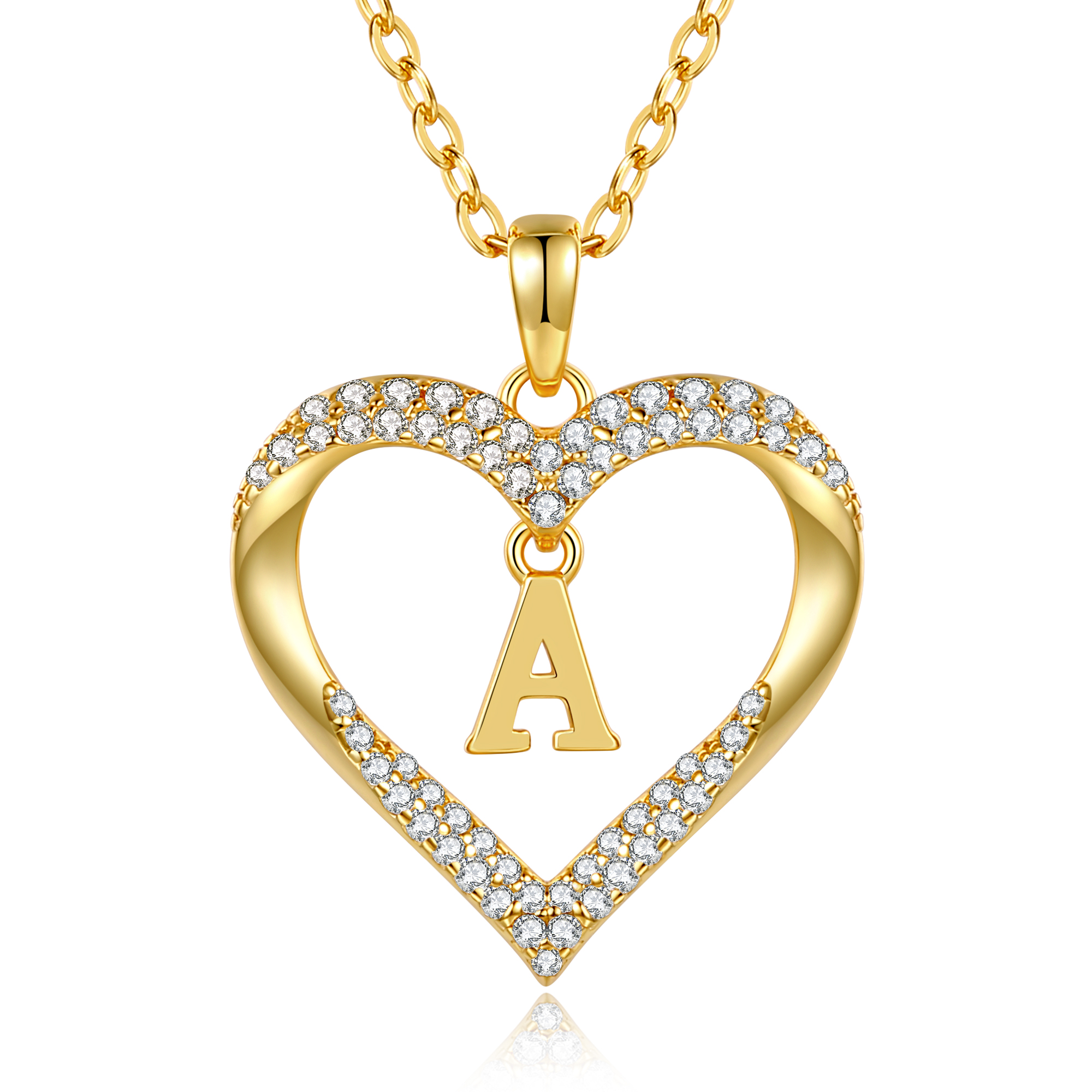 CDE Women's 18K Gold-Plated Necklace Initial Heart Pendant Letter Chain for Women A-Z Personalised Chain Jewellery Birthday Gift for Teenager Girls Women Girlfriend Valentine's Day Christmas Mother's