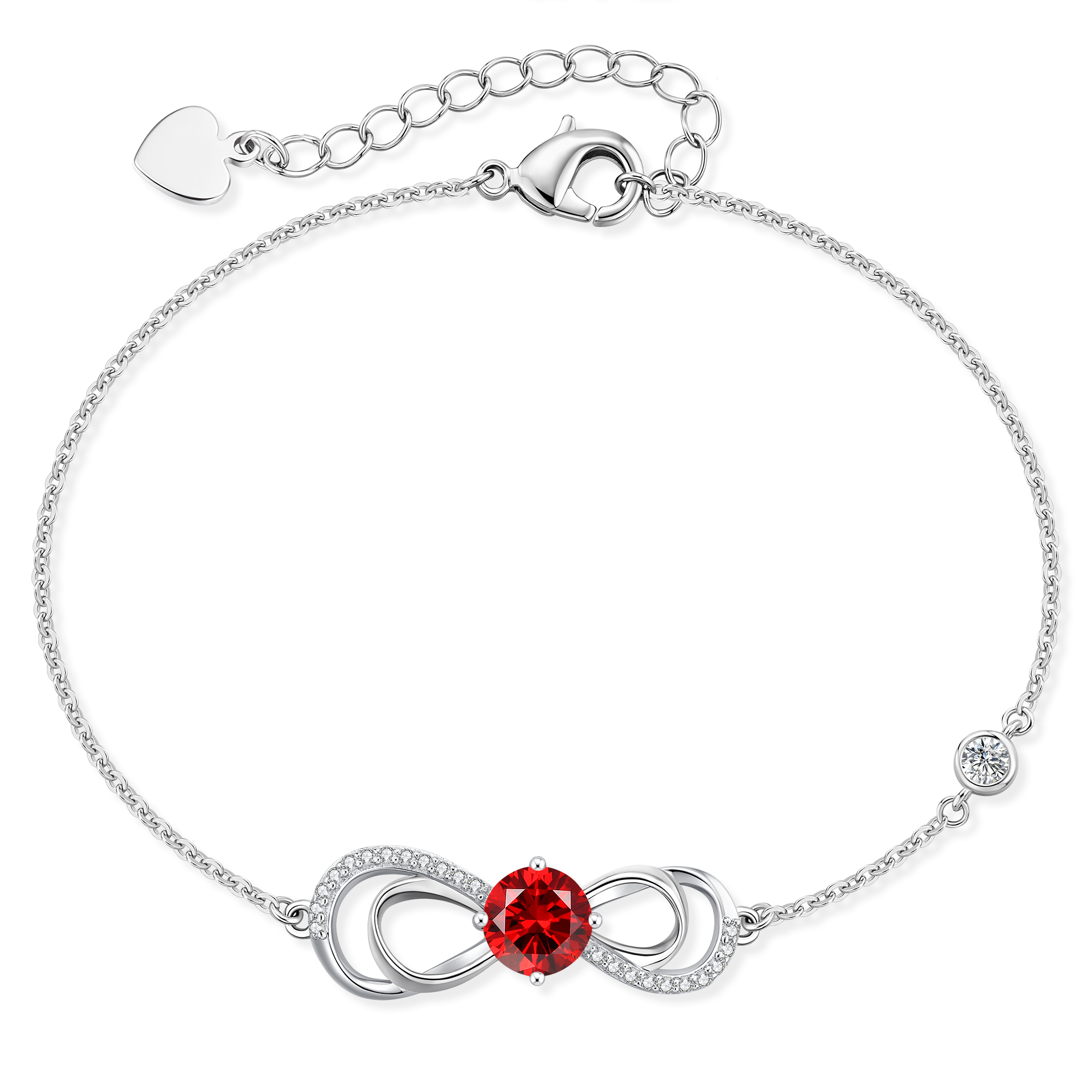 CDE Women's Copper Heart White Gold Bracelet Birthstone Bracelet Women's Jewellery Mother's Day Valentine's Day Birthday Christmas Gifts for Women Girlfriend Mum